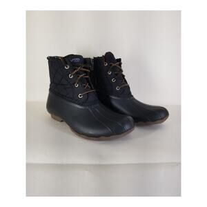Sperry Women's Saltwater STS94063 Black Waterproof Duck Rain Boots Size 9M